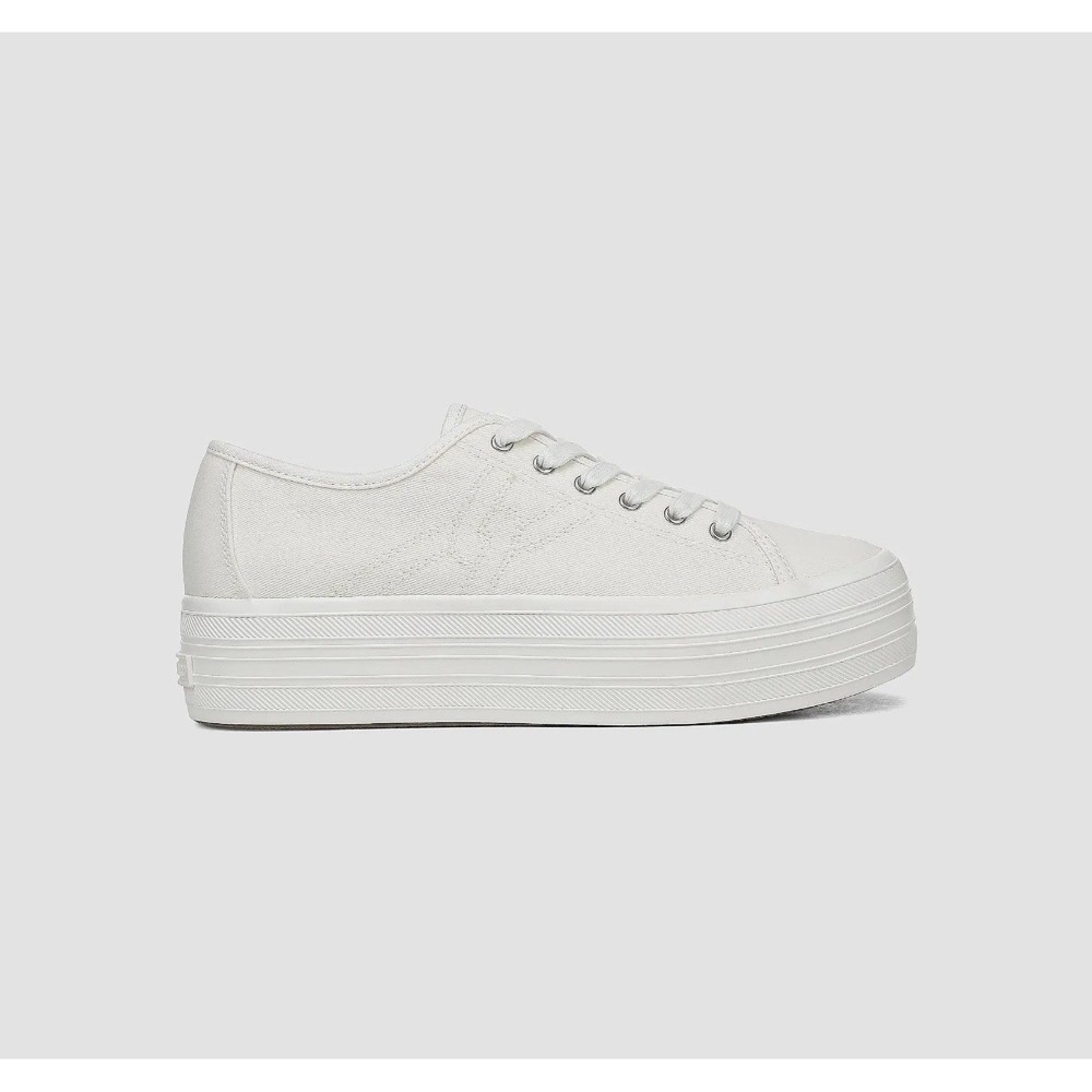 Veronica Beard Truett Sneakers Women 9 Coconut Canvas Platform Low Top $250